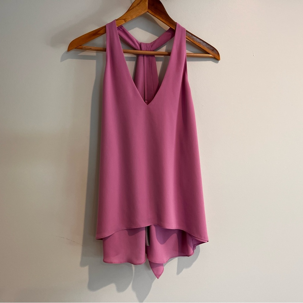 🌞 BCBGMAXAZRIA Silky Top XS Sleeveless Sexy Halter Flowy Top Mauve Pink NEW